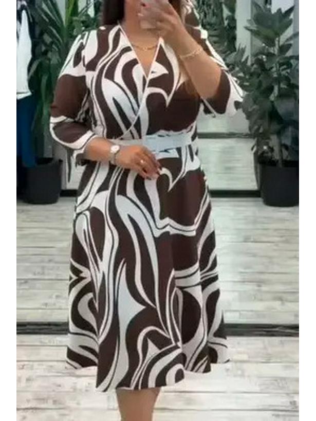 European & American Fashion Elegant Print Dress