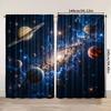 Set Of 2 Space Roller Blind Blue Galaxy Polyester Themed Curtains Astronaut Planetary Design Light Filteri Curtain