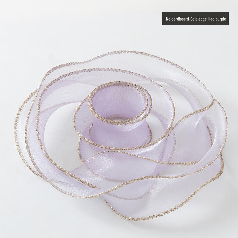 4cm Gold Edge Fishtail Yarn Ribbon for Floral Bouquets, Cake Decorations, Gift Bows, and DIY Projects.