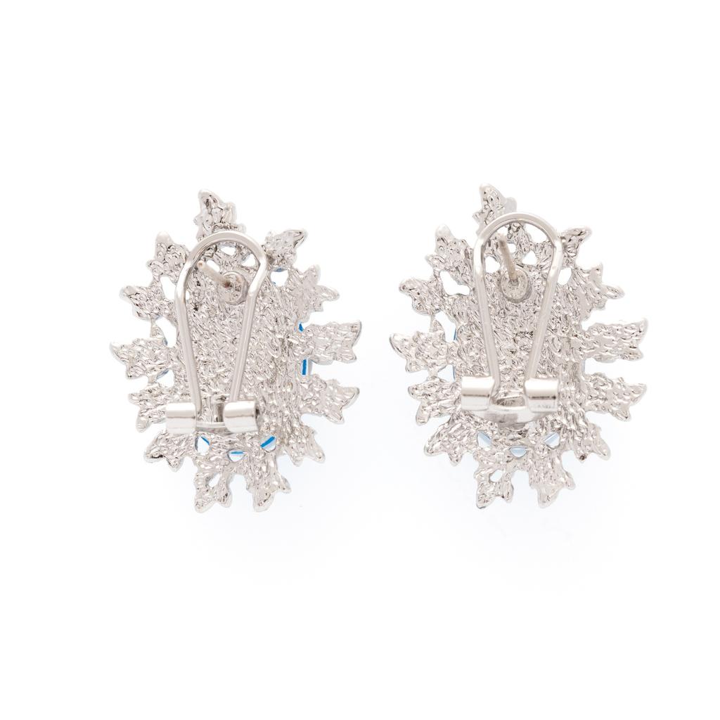 Medieval Vintage Copper Alloy Platinum Plated With Diamonds Imitation Opal Retro Niche Design High-End Round Stud Earrings