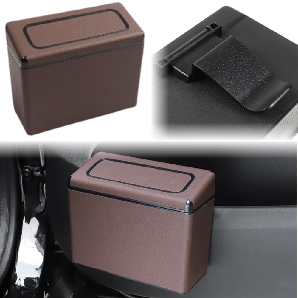 

Mellbo Car Trash , Car Trash , Hanging, Leather Style, Storage Box, Small Storage, Multifunction, Large Capacity, Brown