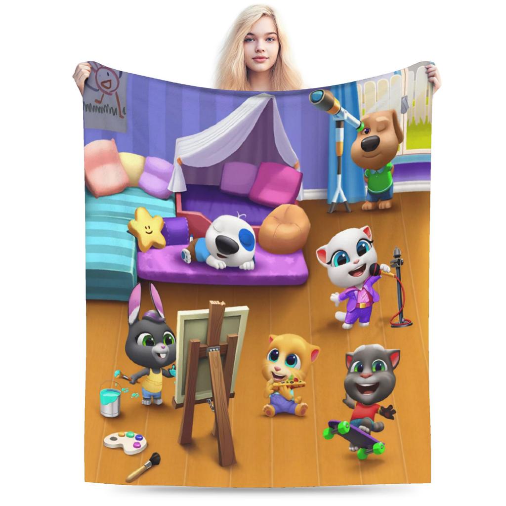 New T-Talking T-Tom And F-Friends Blanket Lightweight Thin Fleece Cozy Throw Blankets Machine Washable