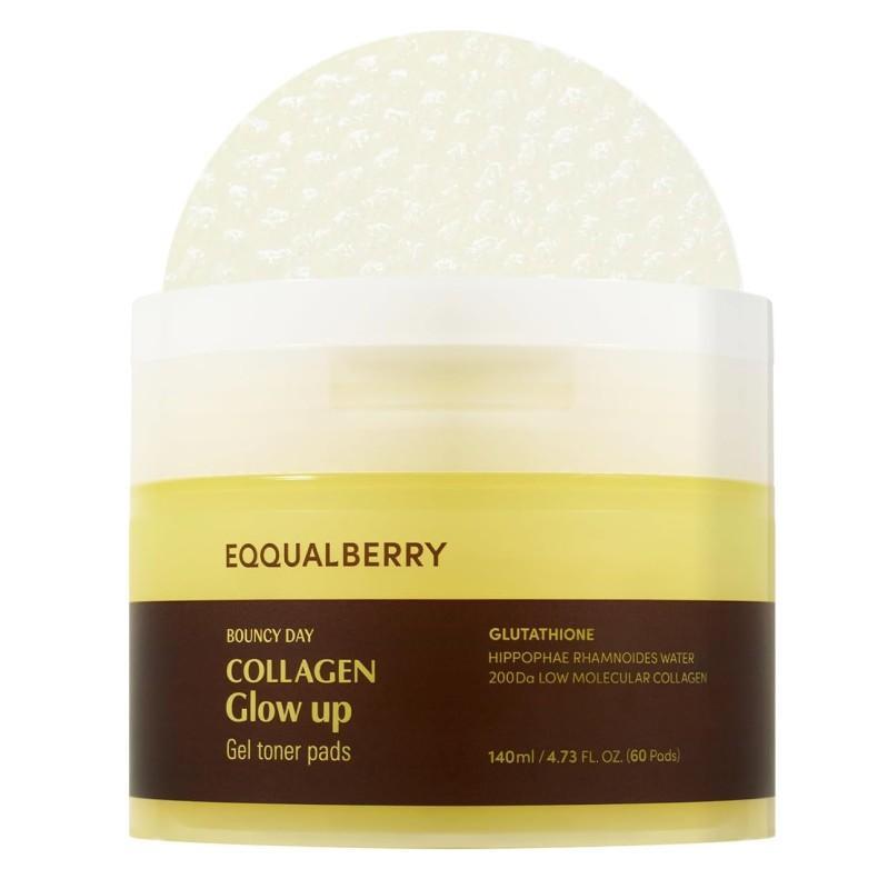 Eqqualberry Collagen Glow Up / Pore-Tight Up Gel Toner Pads 60 Pads / Moisturizing, Korean Cosmetics, Kbeauty