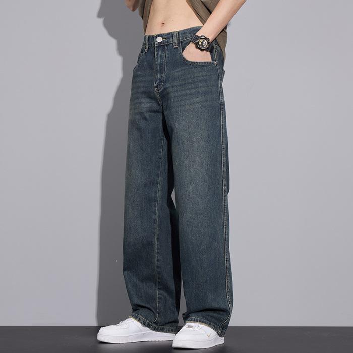 

Весенне-летние джинсы трендовые американские свободные широкие прямые повседневные универсальные брюки 38