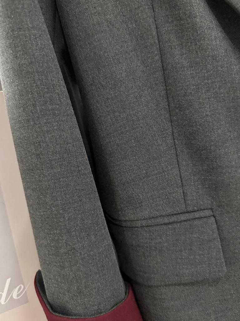 Ancola Damen Rot-Grau Patchwork Altersreduzierender Anzugjacke - 2025 Trendiger Streetstyle für Frühling & Herbst