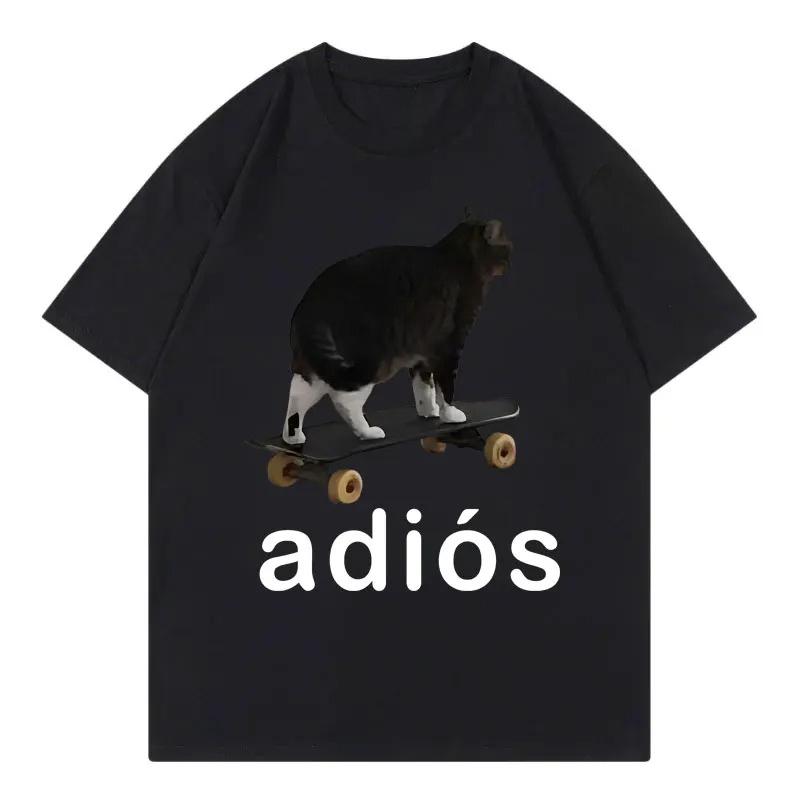 

Adios Funny Cat Meme Graphic Printed T Shirts High Street Fashion Trend Short Sleeve Tshirts Women Casual Comfort Clothing 4XL