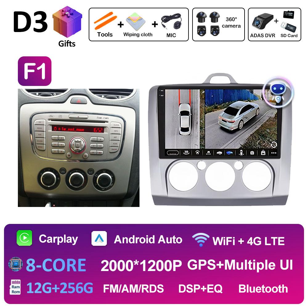 Car Video For Ford Focus 2 3 Mk2 Mk3 2004 2005 2006 2007 - 2011 Radio Player Wireless Carplay Android Auto Touch Screen No 2 Din