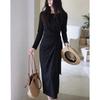 Demana Women's Tie-Waist H-Line Long-Sleeve Knit Dress