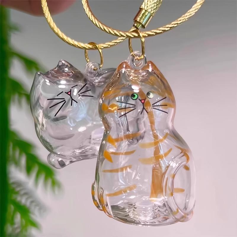 1PC Memorial Pet Fur Storage Pendant Transparent Cat Storage Keychain Cat Hair Preservation Keyring Accessory Cat 5x4cm