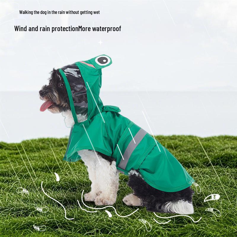 Universal Dog Raincoat with Foot Covers & Leash Access, Animal Design & Belly Wrap - Fits Small to Large Breeds