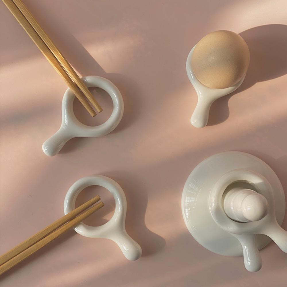 Stacking Ceramic Spoon Rest Set Q Shape Chopsticks Rack Chopsticks Pillow Dining Table Decoration