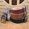 Genuine Cowhide Leather Pin Buckle Men's Belt - Retro Vegetable Tanned 
