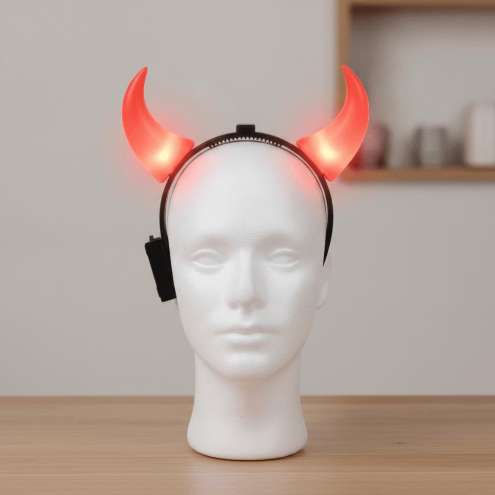 Glowing LED Devil Horn Hair Hoop with Anti-slip Small Teeth Bull Horn Head-wear Live Concert