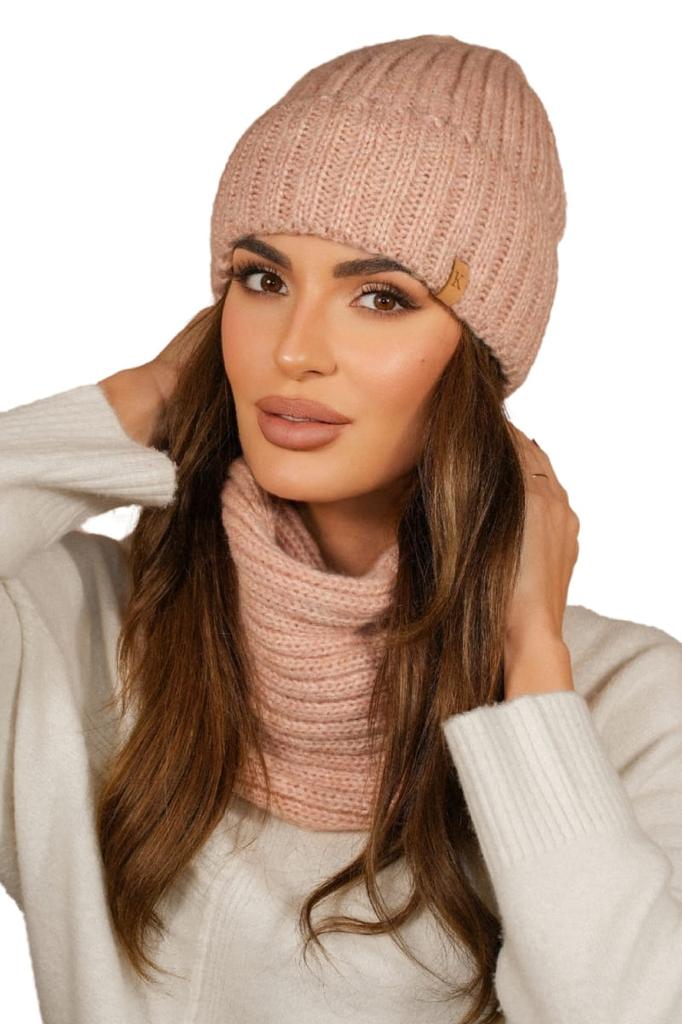 Set of Seven Winter Hat with Neck Warmer, Pink