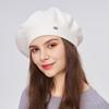 A Women's Beret Knitted Woolen Hat with Autumn and Winter Thick Ear Protection Wool Hat and Shiny Diamond Decoration