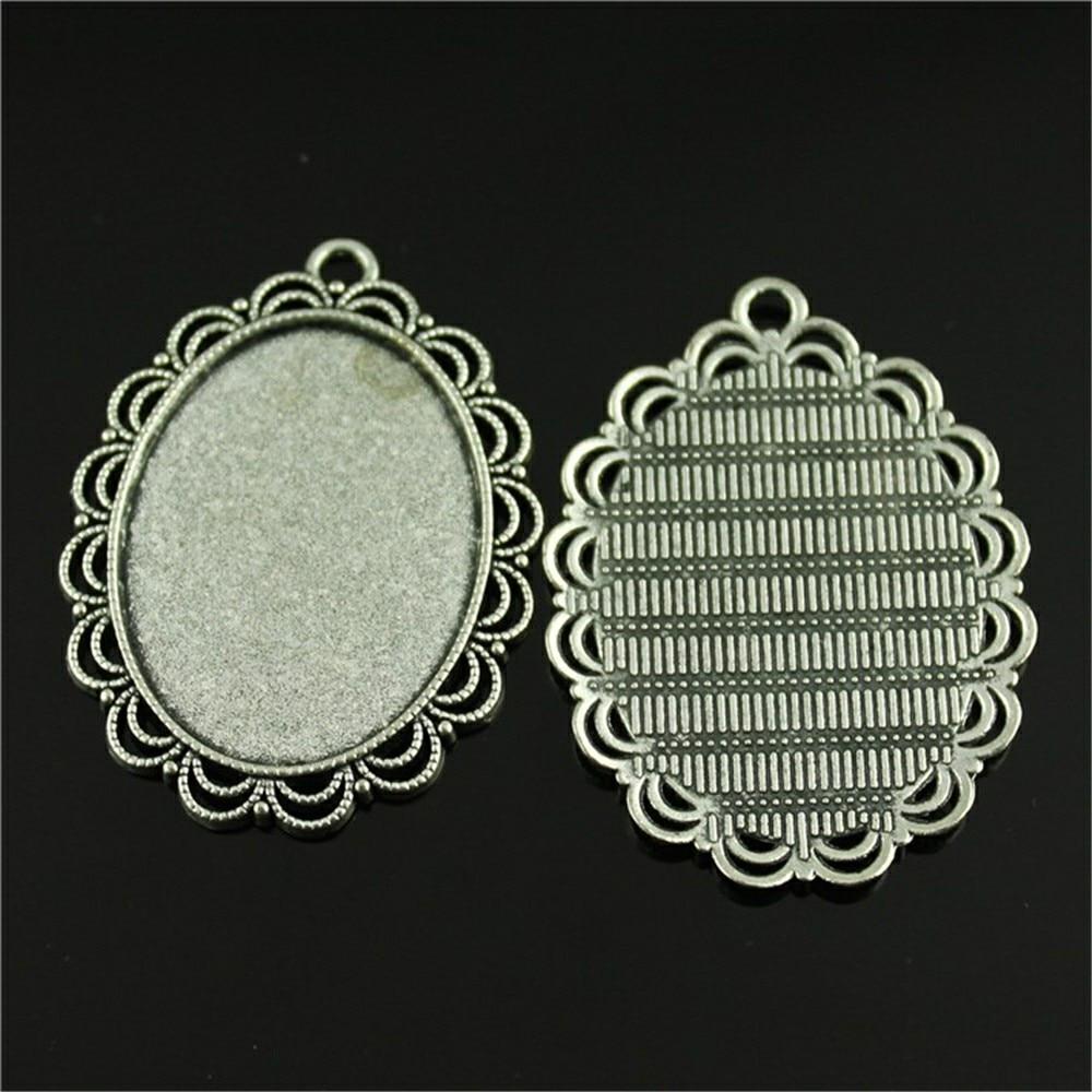 2 Pieces Cabochon Cameo Base Jewelry Findings Flower Inner Size 30x40mm Oval Flatback F4093