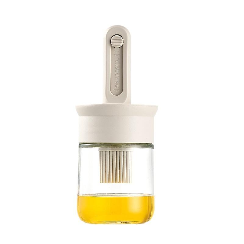 Kitchen Silicone Brush and Glass Oil Bottle Set, High Temperature Resistant, Retractable, Food-grade, Baking Supplies белый