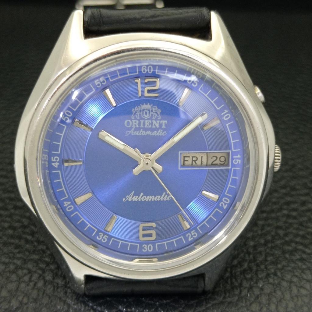 VINTAGE ORIENT AUTOMATIC 46961 JAPAN MENS BLUE COLOR DIAL WATCH A700628-5 R204-a700628