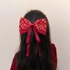 Red Plaid Bow Ribbon Hairpin Ladies Sweet Temperament Hair Clip New Year Party Princess Headdress Fashion Hair Accessories Gifts
