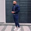 Autumn Men's Casual Plaid Sport Suit: Zip-Up Jacket & Long Pants Two-Piece Set