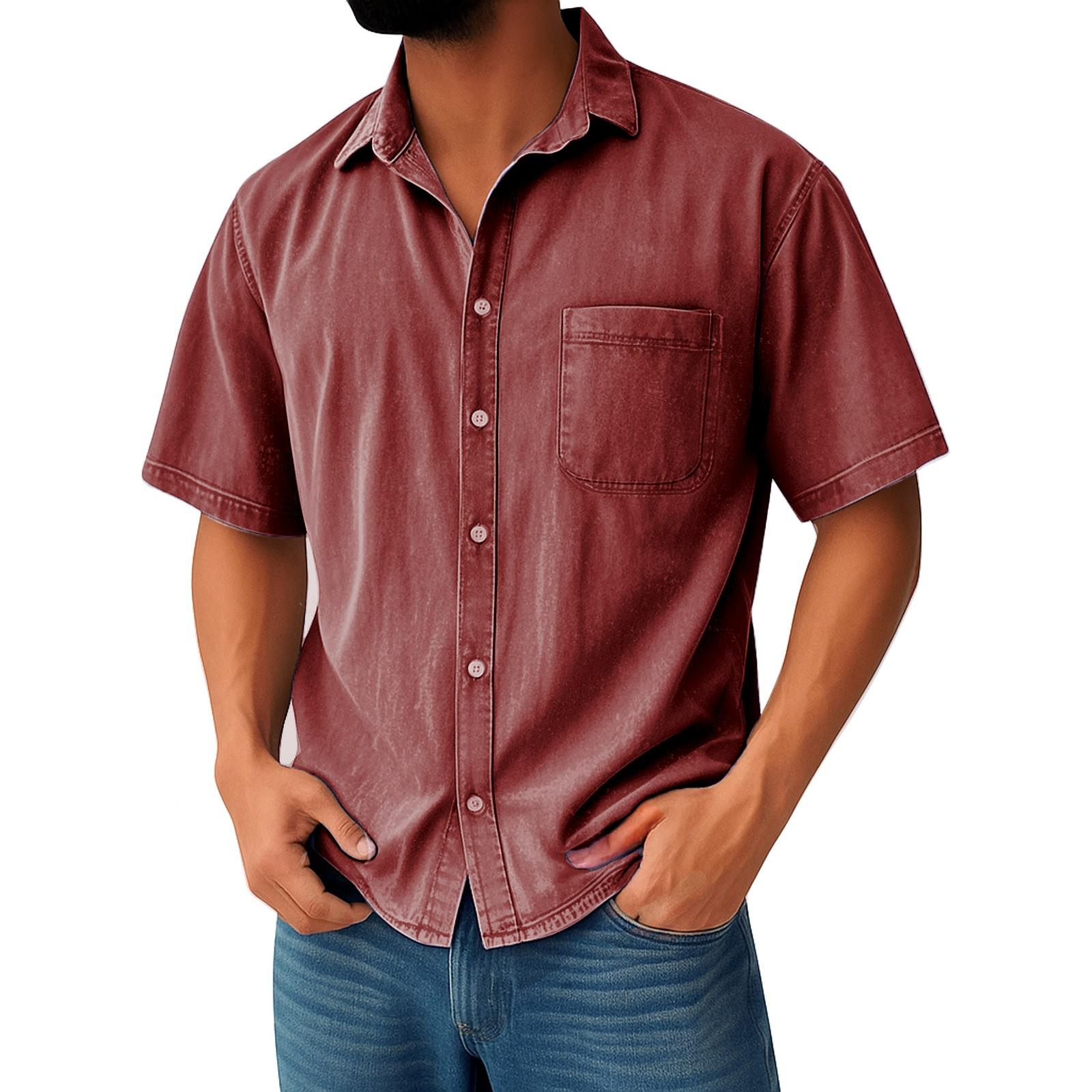 

Мужские винтажные рубашки для боулинга на пуговицах с коротким рукавом, летняя пляжная рубашка XL винный