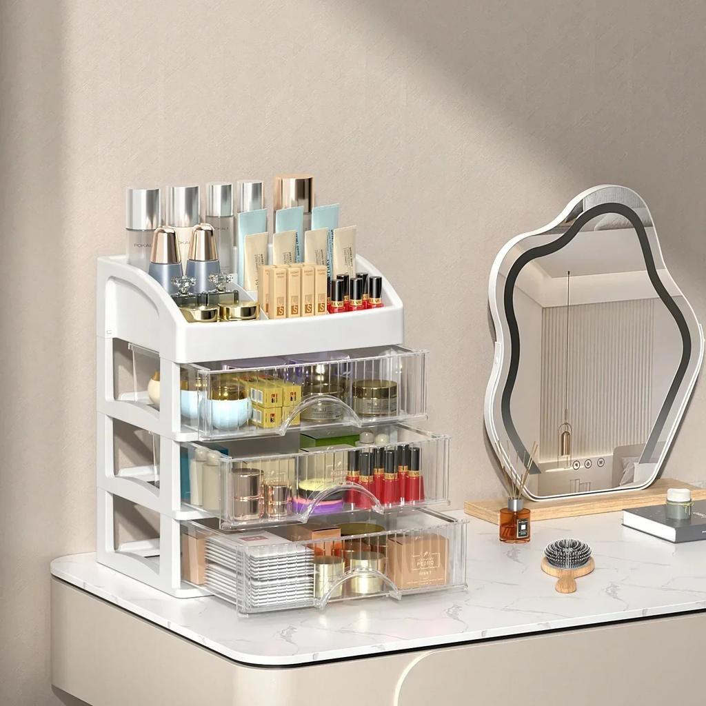 Scatola Porta Trucco Acrilico Multistrato Contenitore Cosmetici Trasparente Cassettiera da Scrivania Porta Gioielli Plastica Trasparente Organizzatore Trucco