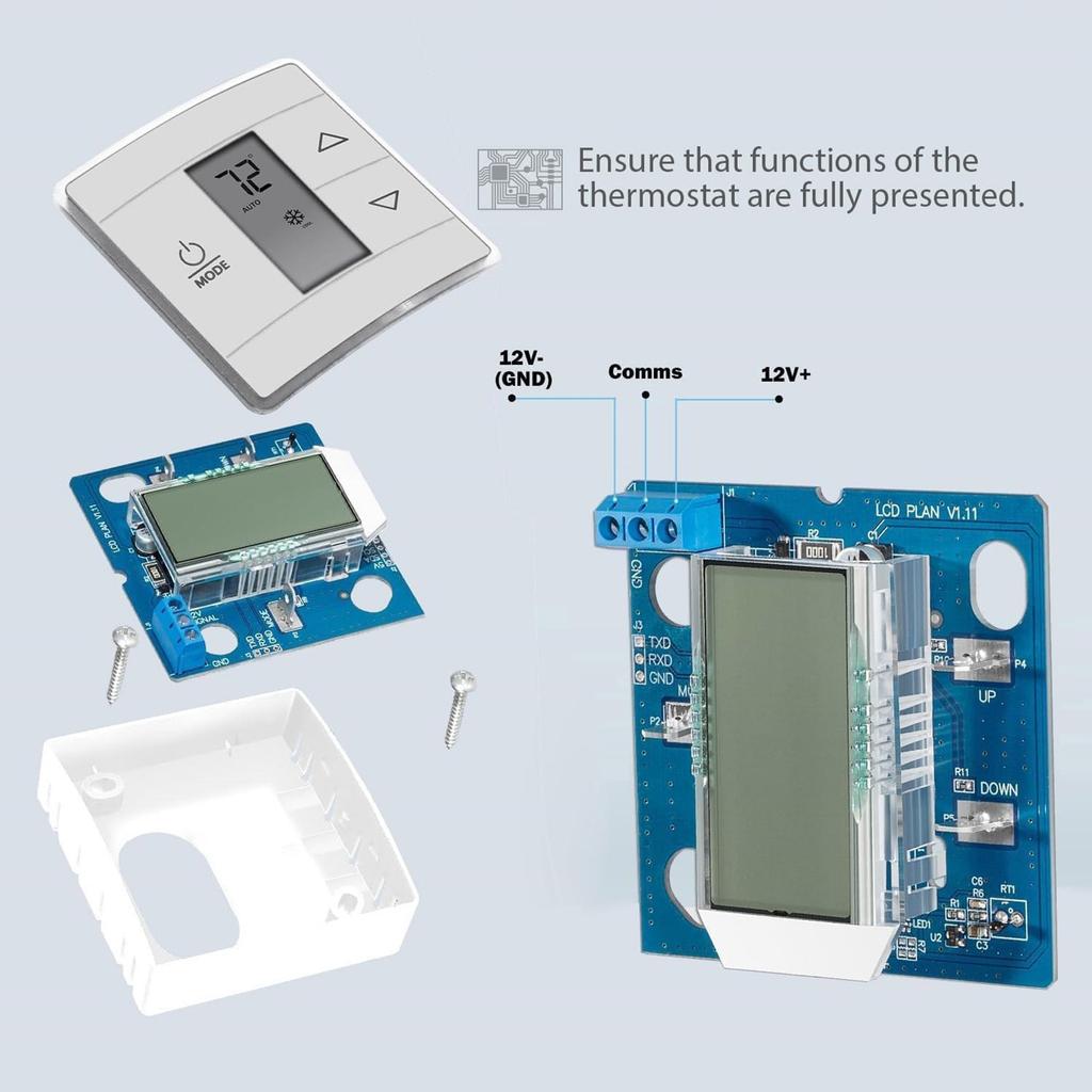 3316250.712 Wall Thermostat for Air Conditioner Digital Temperature Backlight Display Cool/Furnace/Heat Strips