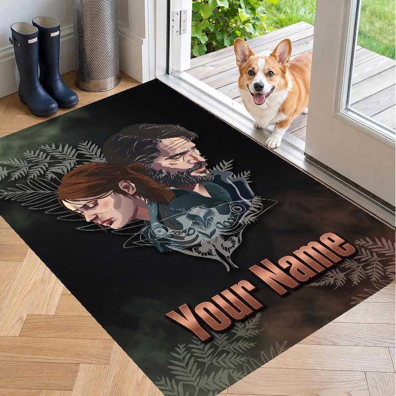 Custom Name The Last of Us Joel Ellie Crystal Velvet Floor Rug Personalized Text Soft Carpet Home Decor
