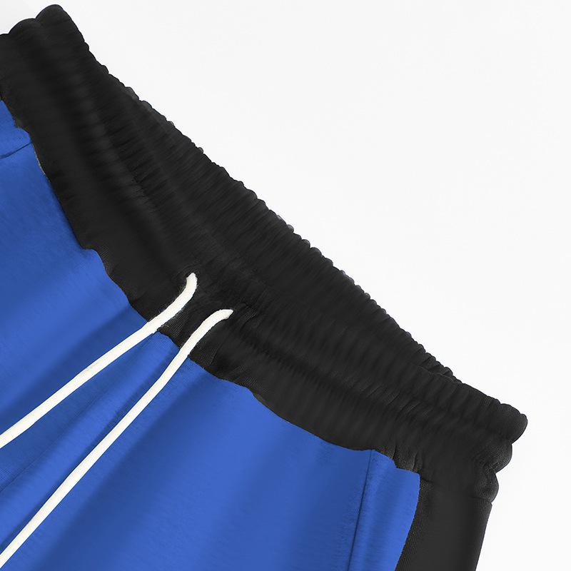 Fashion Trousers Men's Trousers Autumn and Winter Splicing Colour Collision Loose Straight Drawstring Casual Trousers Men