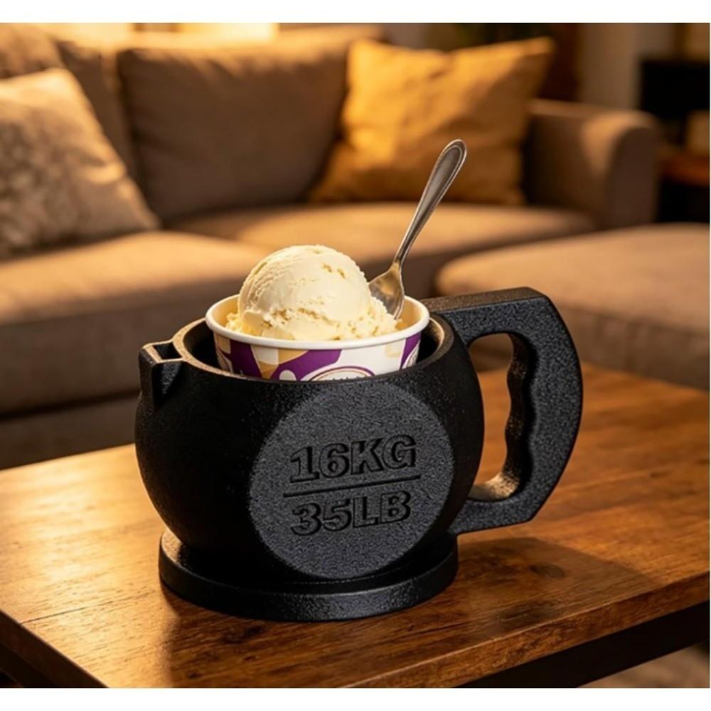Heat Insulation Kettlebell Ice Cream Pint Holder Gym Themed Frozen Dessert Sleeve Home Kitchen