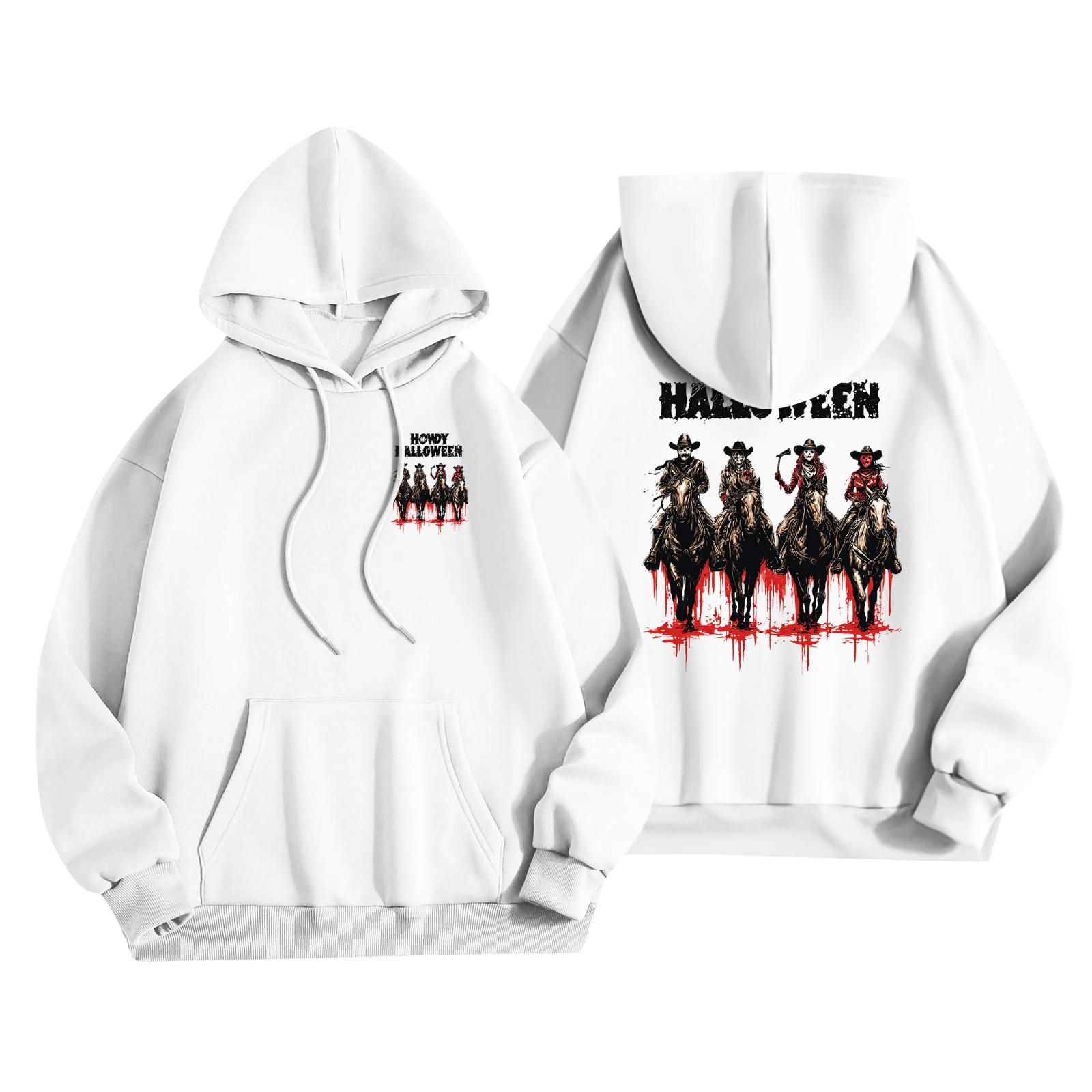 

Детская повседневная модная толстовка с капюшоном и длинными рукавами с принтом на Хэллоуин 160 белый