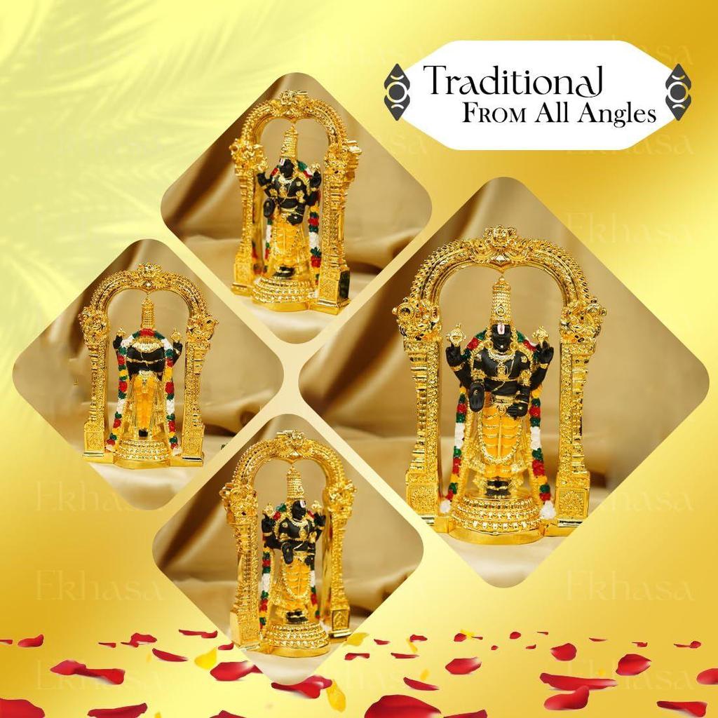Tirupati Balaji Idol (Size: 12.5 Cm) | Lord Venkateswara Idol for Car Dashboard, Pooja Room, Home Decor & Office Desk |