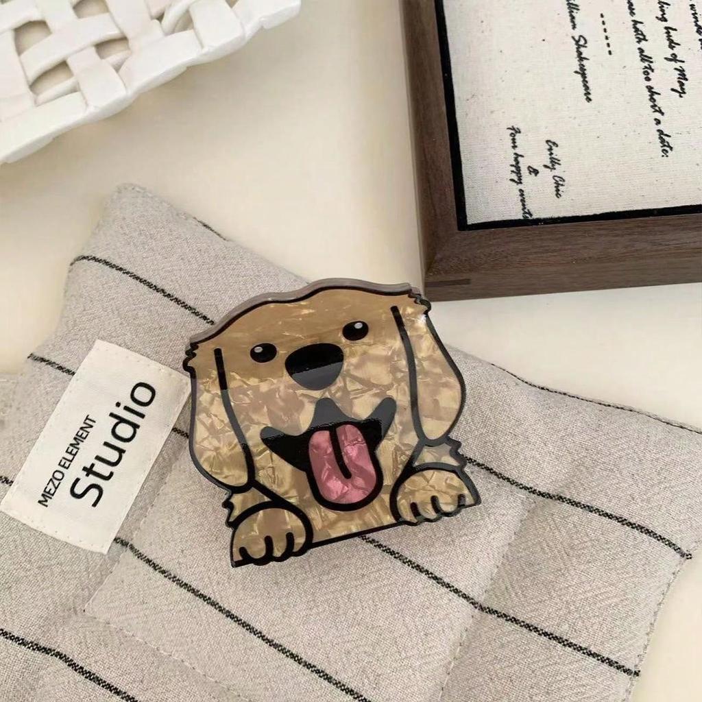 1pc Women Acrylic Cartoon Animal Golden Hair Corgi Cute Hair Clip Shark Clip Coiled Hair Horsetail Clip
