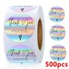 100-500Pcs Rainbow Laser Thank You Stickers 1Inch Small Business Stickers Adhesive Labels For Boutiques Wrapping Supplies