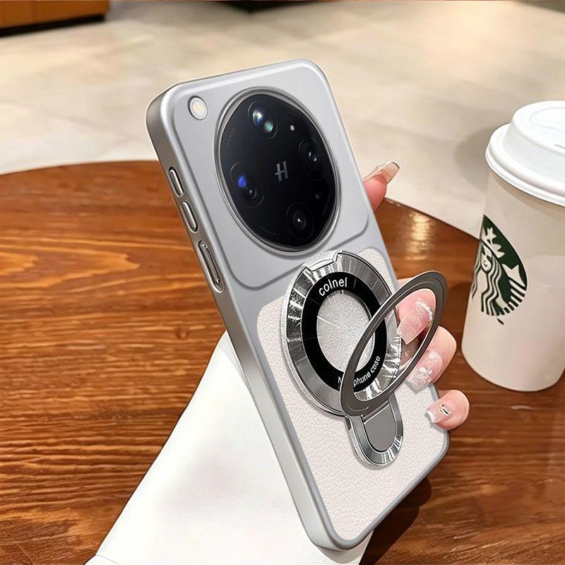 For OPPO Find X9 Ultra Case Hard PC +Vegan Leather Ring Stand Protective Back Cover For OPPO Find X9S X8 Pro X7 X6 X8Ultra Shell