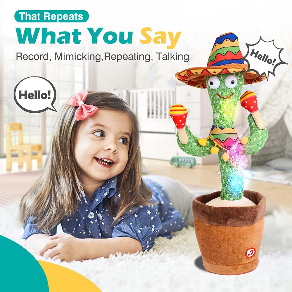 Talking Cactus  Dancing Baby Toy Cactus Repeats What You say for Kids with English Songs Dancing Toy for Gift Toddle Girls Boys