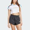 Adidas Letter Color Block Striped Casual Short Sleeve Crop Top Women Tops White IZ2083