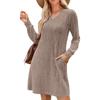 Womens V Neck Fall Dresses Long Sleeve Casual Sweater Short Dress Fashion Clothes