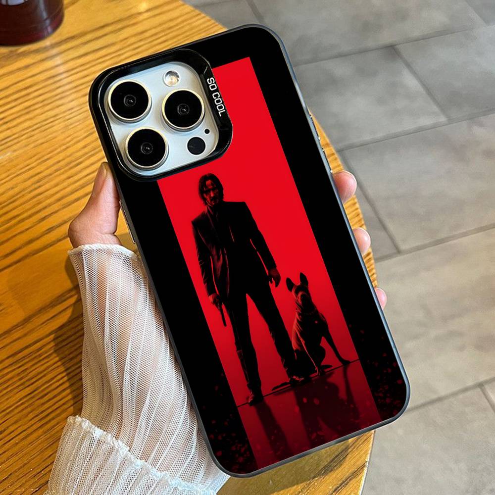Movie Character J-John Killer W-Wick Phone Case For iPhone 16 17 15 14 12 13 Pro Max Black Candy Matte Shockproof Cover iPhone15promax