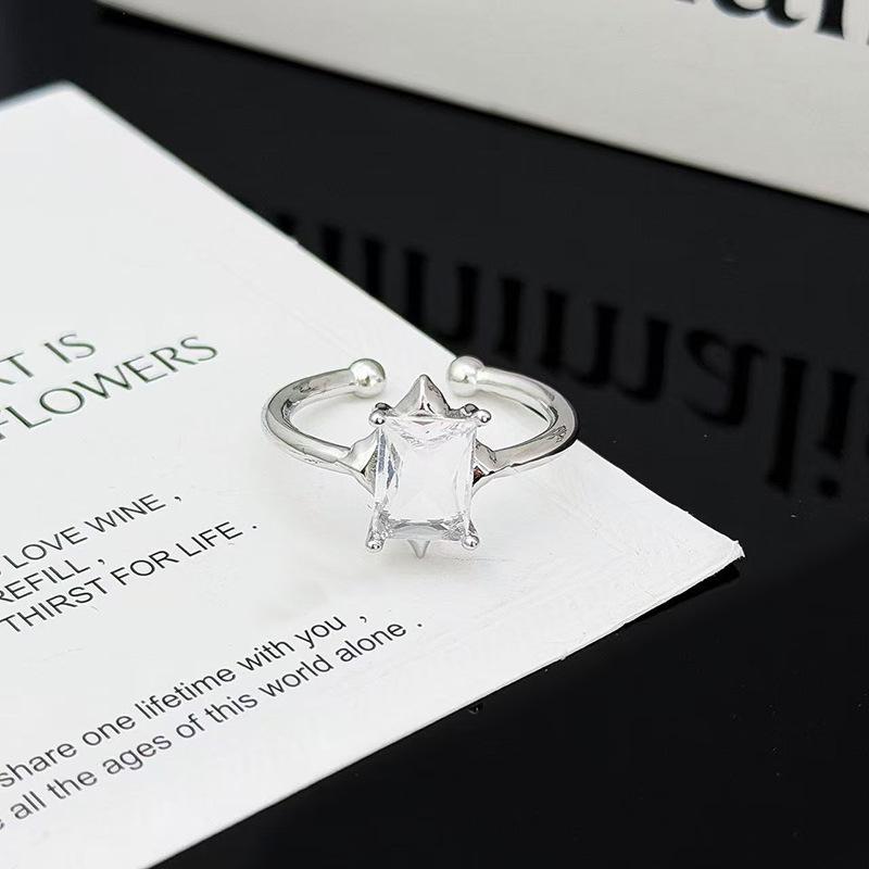 Super Flash Zirkon Hexagramm Ring Öffnung Verstellbar Exquisiter Ring Temperament Hochklassige Frauen