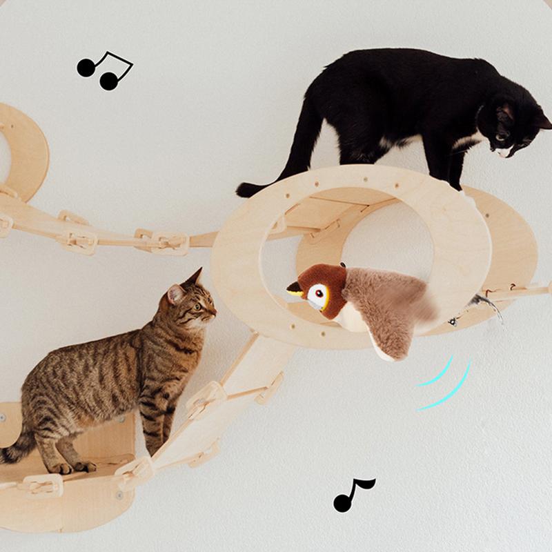 Interactive Cat Toys Rechargeable Flying Bird Cat Toy Chirping Flapping Bird(no Flying) Can Add Catnip Touch Activated Plush Toy