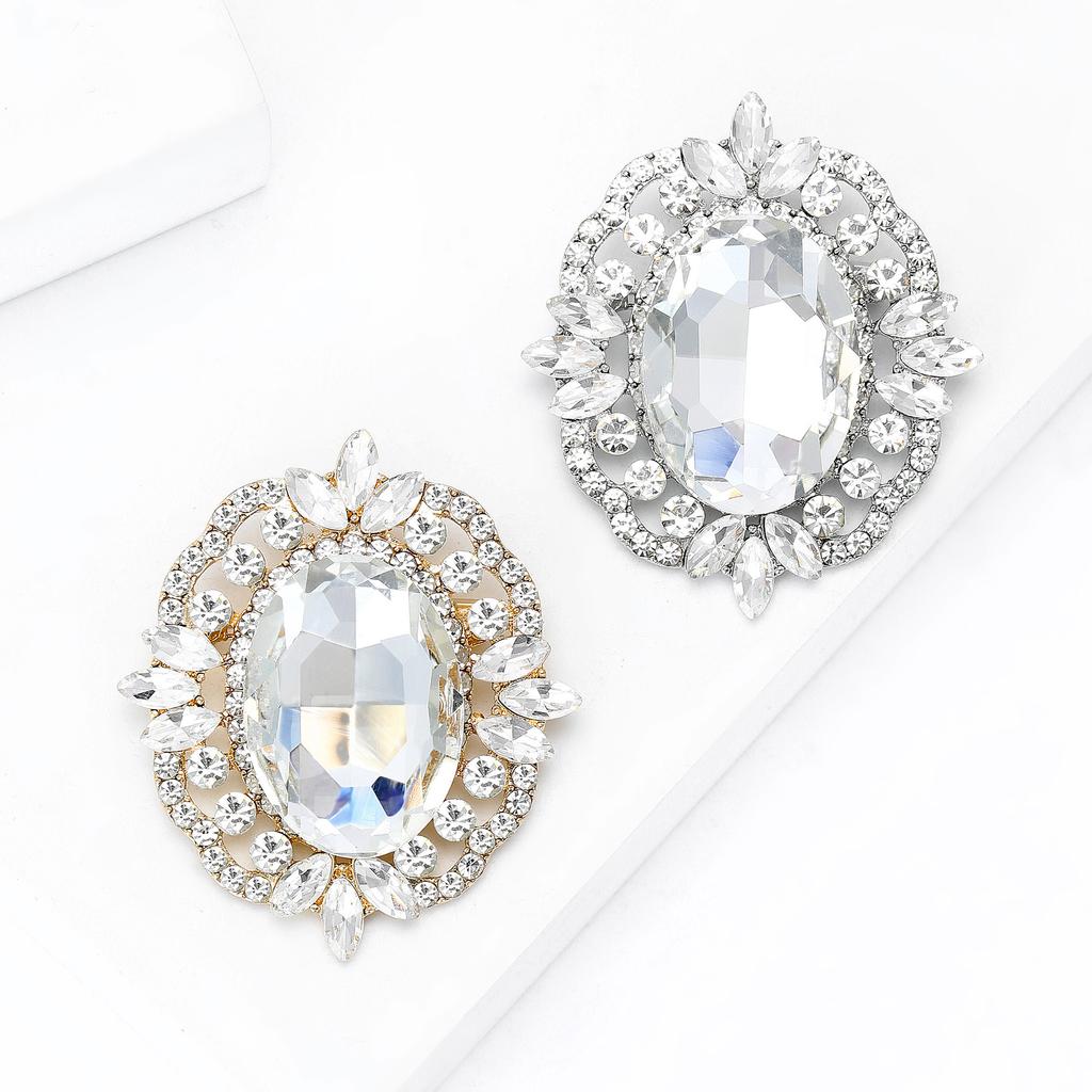 Luxury Crystal Glass Brooches for Women Rhinestone Pins Necklace Keychain Event Party New Gifts Jewelry Decoration Accessories