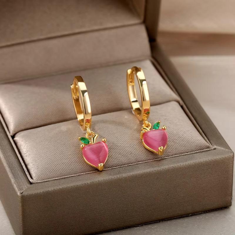 

Personalized Fruit Cherry Earrings Mini Opal Zircon Earrings Pendant Earrings Women s Creative Earrings