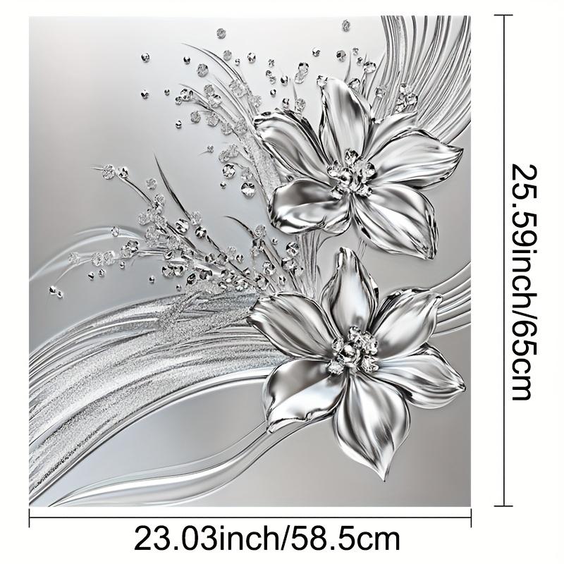 Vertical PVC Dishwasher Door Cover Sticker, Metal Silvery Embossed Flower Pattern Door Sticker, Waterproof And Stain-Resistant, Easy to Clean