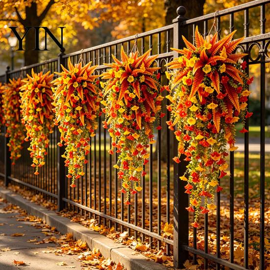 Künstliche Prunkwinden-Girlande, Falsche Herbst-Hängeblumen-Pflanzen, UV-beständige Thanksgiving-Ernte-Heimdekorationen für die Wand