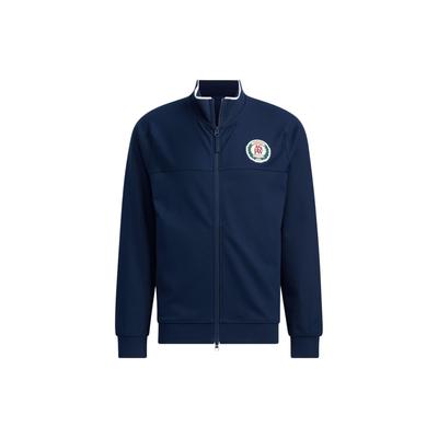 Verbiage Knit Jacket Letter Print Stand Collar Sports Casual Jacket Men Jacket Navy-Blue JE3634