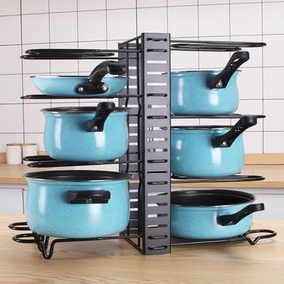 1 Set Topf Lagerung Regal Versenkbare Starke Lager Kapazität Eisen Extensible Unterteilt Beweglichen Pan