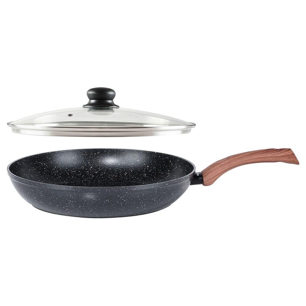 Granit-Pfanne mit Glasdeckel BLACK&WOOD 32 cm