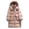 Winter New Down Jacket Women's Medium and Long Over-knee Thickened Warm Hooded Jacket Pinghu