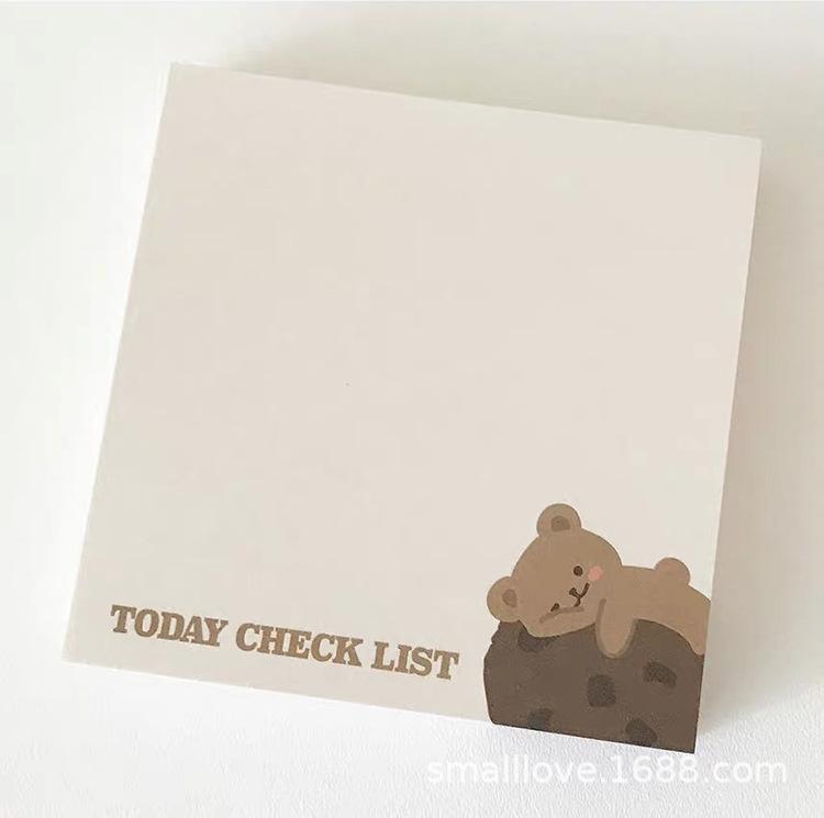 Kawai Ins Korean Little Brown Bear List Plaid Sticky Note Paper Non Stick Book Message 4 Handbook Bears Stationery Supplies